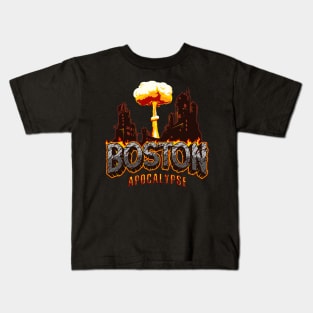 Boston Apocalypse: Explosive Flaming Cityscape Illustration for T-shirts, Backpacks, Caps, and More Kids T-Shirt